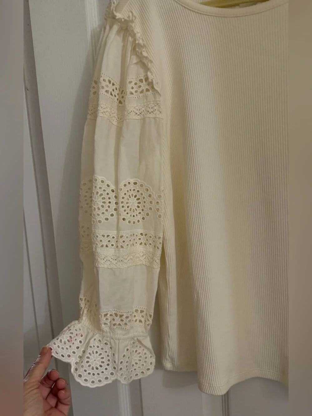 J. Crew Women's White Eyelet Puff Sleeve Top